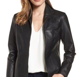 Cole Haan Lambskin Leather Zip Jacket